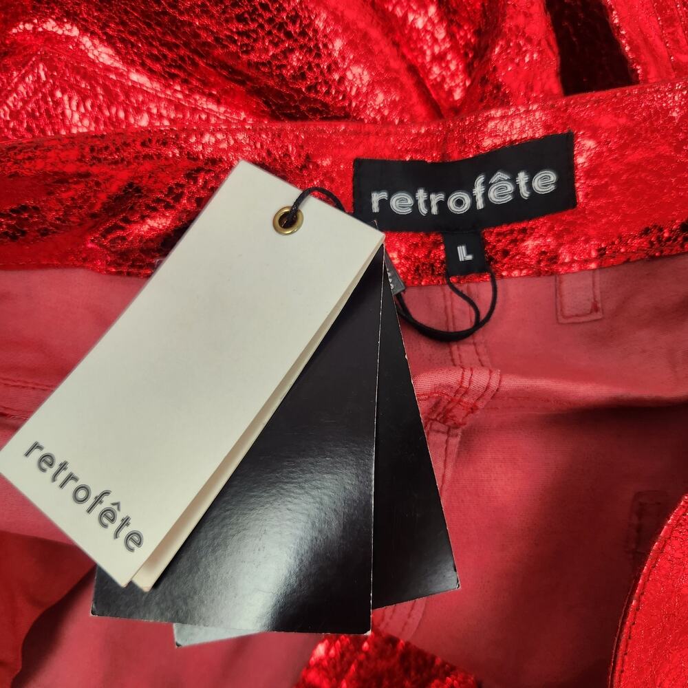 Retrofete Lynx Leather Pant in Metallic Red Size Large NWT Flare - Picture 10 of 12